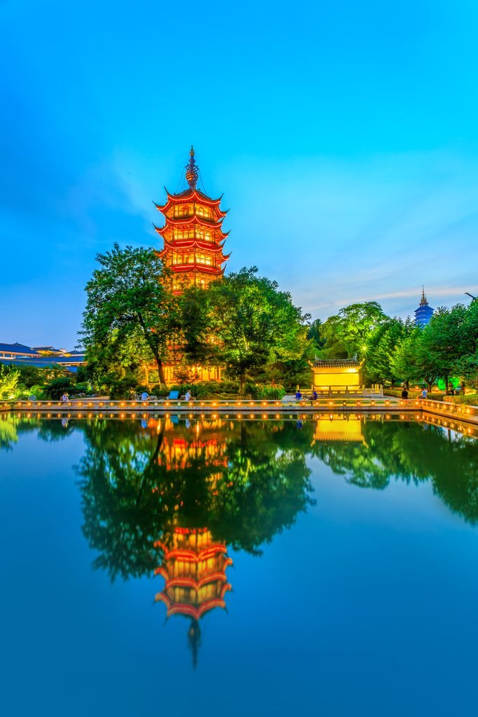 buildings chinese sky night park 1